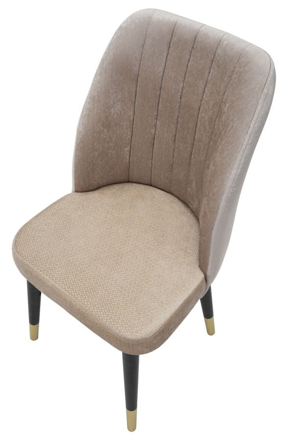 Set 2 scaune tapitate cu stofa si picioare din lemn Bella Velvet Gri / Alb / Auriu, l50xA49xH92,5 cm (5)