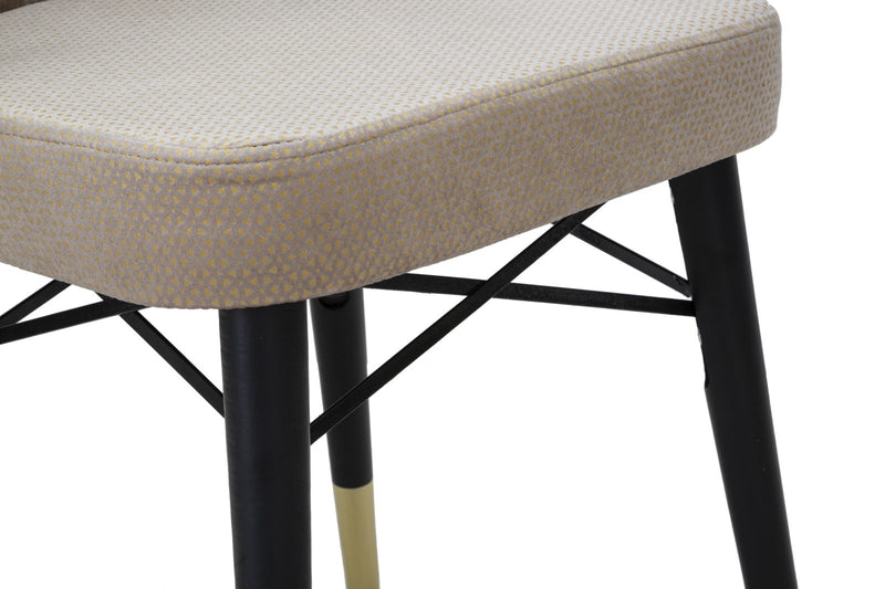 Set 2 scaune tapitate cu stofa si picioare din lemn Bella Velvet Gri / Alb / Auriu, l50xA49xH92,5 cm (9)