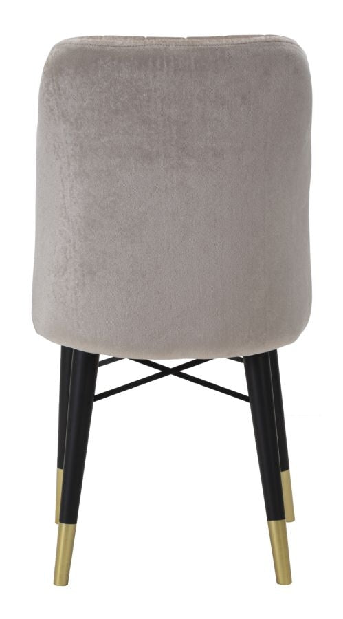 Set 2 scaune tapitate cu stofa si picioare din lemn Bella Velvet Gri / Alb / Auriu, l50xA49xH92,5 cm (4)