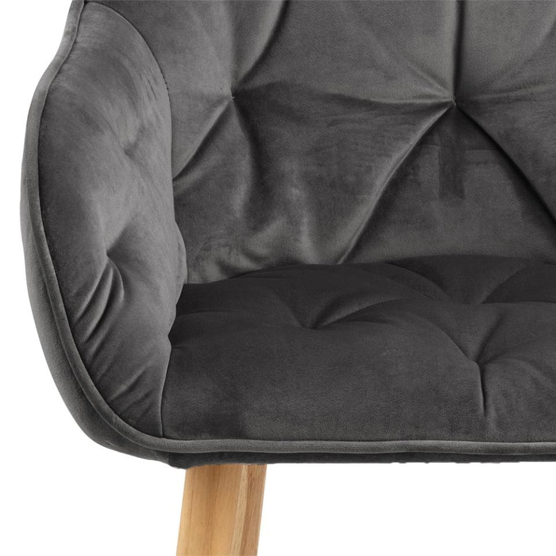 Set 2 scaune tapitate cu stofa si picioare din lemn Brooke Velvet Gri inchis / Stejar, l58xA57xH83 cm (7)