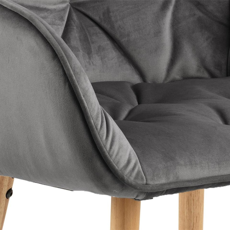 Set 2 scaune tapitate cu stofa si picioare din lemn Brooke Velvet Gri inchis / Stejar, l58xA57xH83 cm (5)