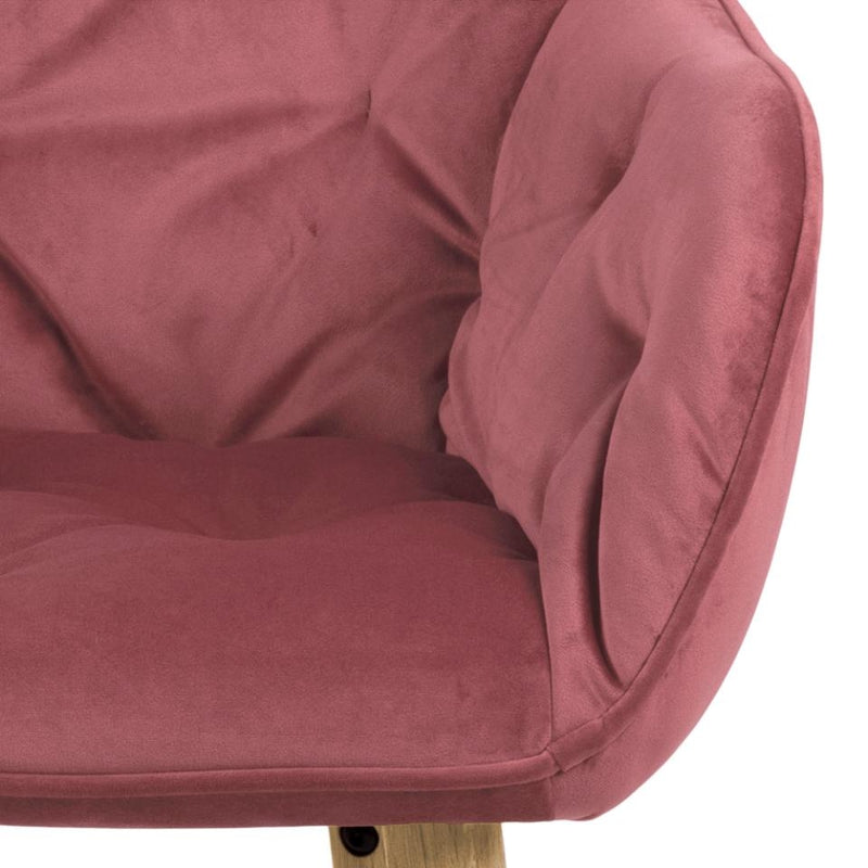 Set 2 scaune tapitate cu stofa si picioare din lemn Brooke Velvet Roz inchis / Stejar, l58xA57xH83 cm (5)