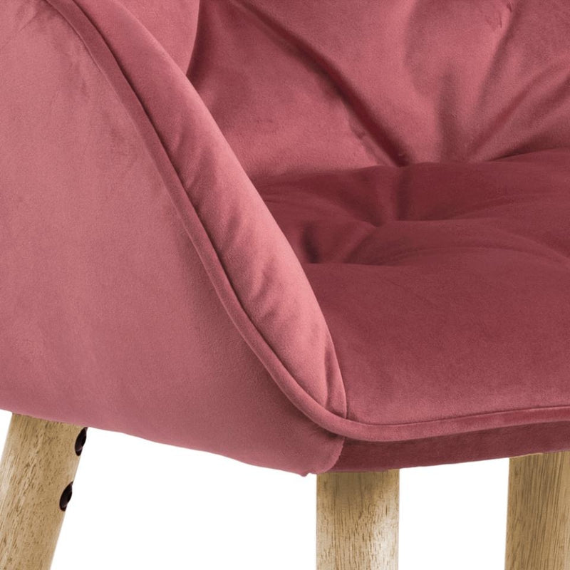 Set 2 scaune tapitate cu stofa si picioare din lemn Brooke Velvet Roz inchis / Stejar, l58xA57xH83 cm (4)