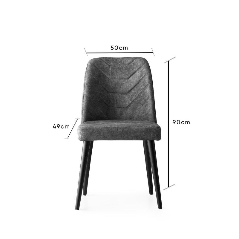 Set 2 scaune tapitate cu stofa si picioare din lemn, Dallas 527 Antracit / Negru, l50xA49xH90 cm (7)