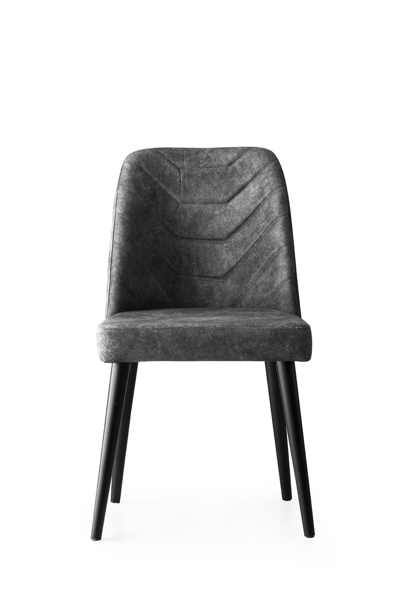 Set 2 scaune tapitate cu stofa si picioare din lemn, Dallas 527 Antracit / Negru, l50xA49xH90 cm (3)