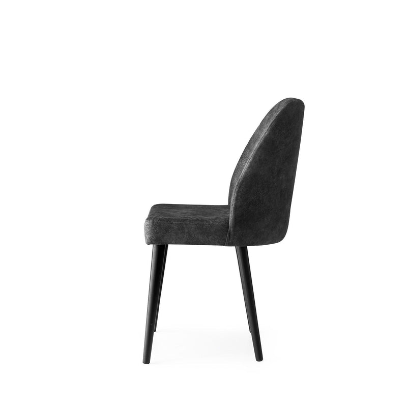 Set 2 scaune tapitate cu stofa si picioare din lemn, Dallas 527 Antracit / Negru, l50xA49xH90 cm (5)