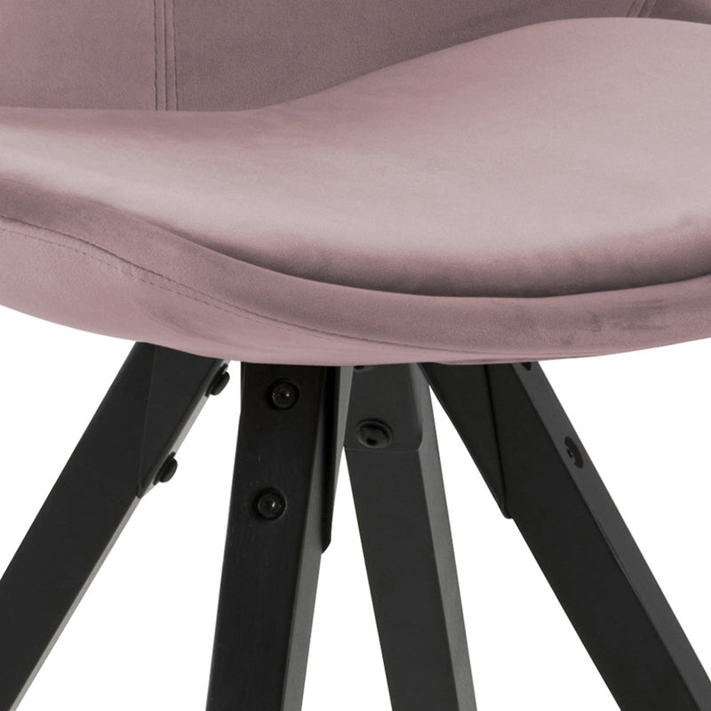 Set 2 scaune tapitate cu stofa si picioare din lemn Dima Velvet Roz Inchis / Negru, l48,5xA55xH85 cm (5)
