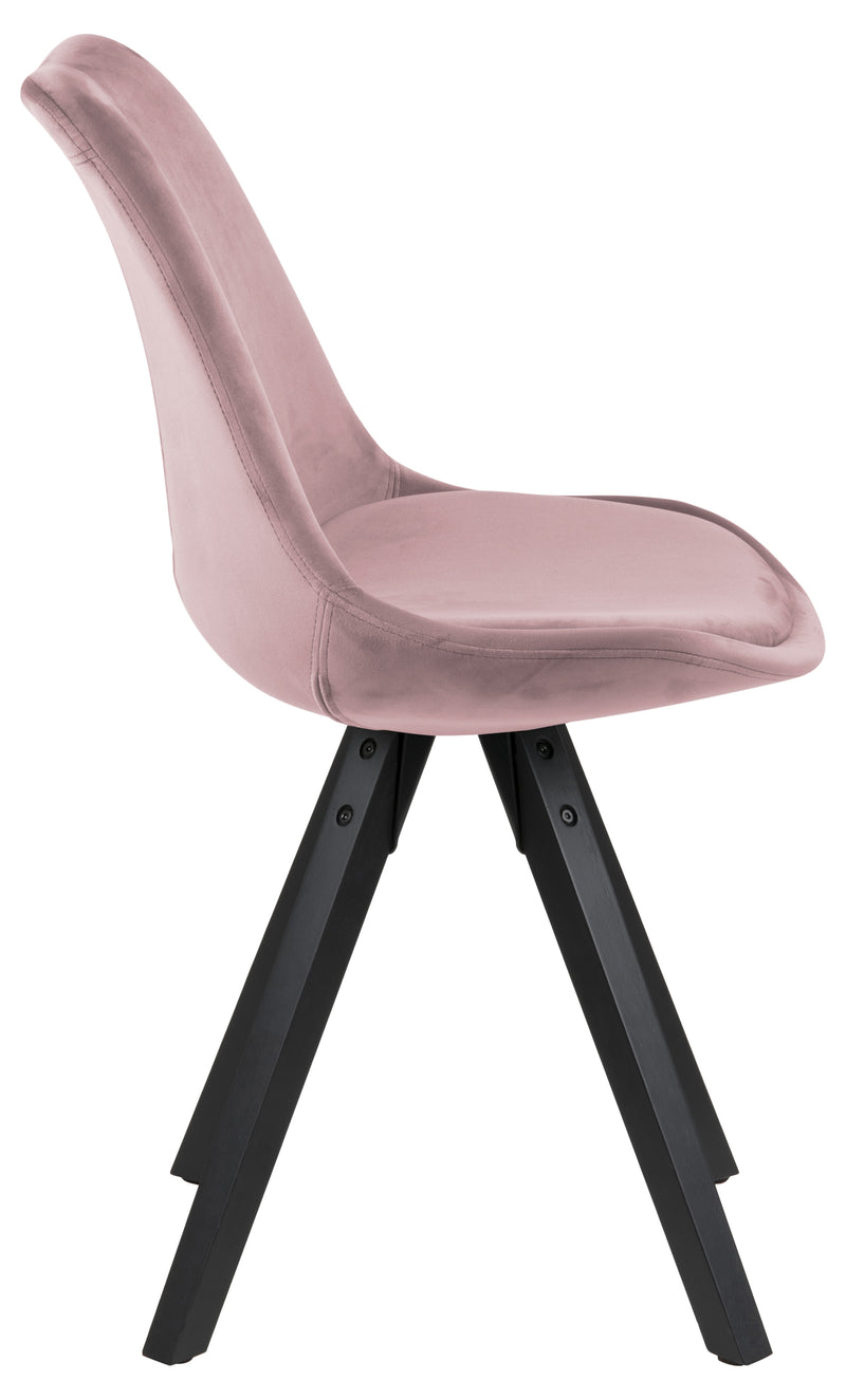 Set 2 scaune tapitate cu stofa si picioare din lemn Dima Velvet Roz Inchis / Negru, l48,5xA55xH85 cm (3)