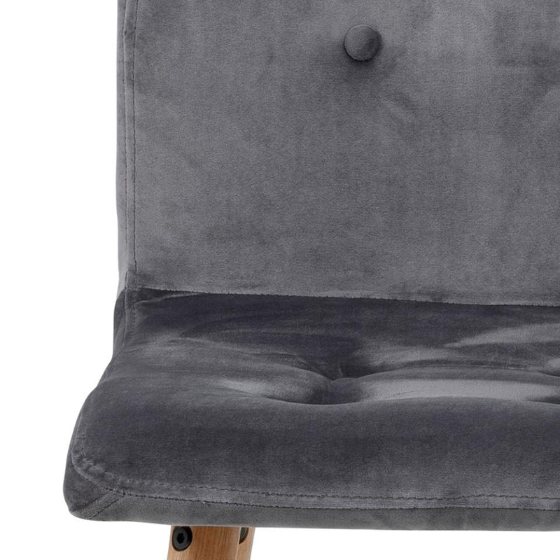 Set 2 scaune tapitate cu stofa si picioare din lemn Frida Velvet Gri inchis / Stejar, l43xA55xH88 cm (7)