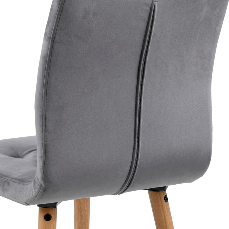 Set 2 scaune tapitate cu stofa si picioare din lemn Frida Velvet Gri inchis / Stejar, l43xA55xH88 cm (5)