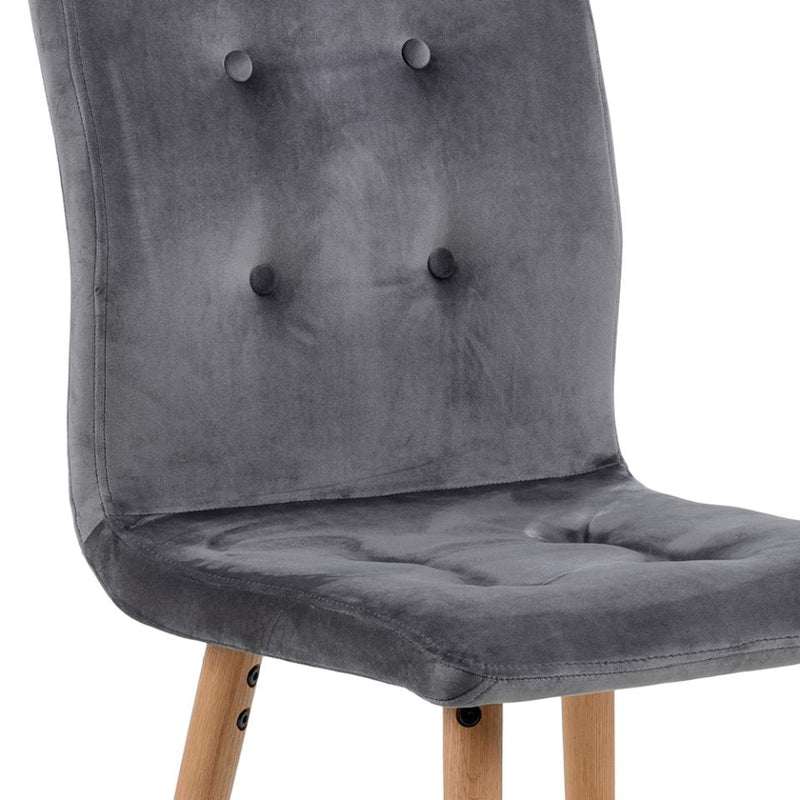Set 2 scaune tapitate cu stofa si picioare din lemn Frida Velvet Gri inchis / Stejar, l43xA55xH88 cm (4)