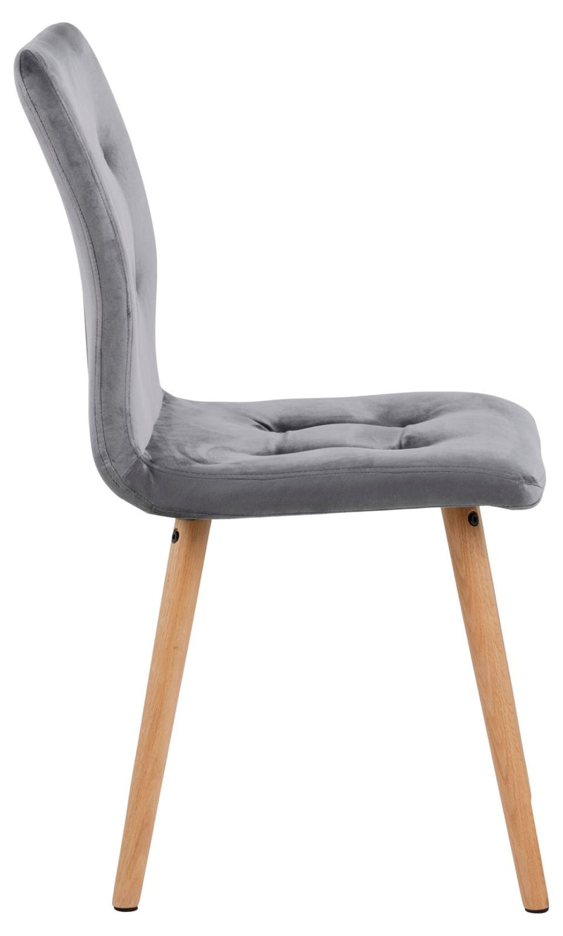 Set 2 scaune tapitate cu stofa si picioare din lemn Frida Velvet Gri inchis / Stejar, l43xA55xH88 cm (3)