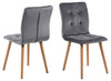Set 2 scaune tapitate cu stofa si picioare din lemn Frida Velvet Gri inchis / Stejar, l43xA55xH88 cm