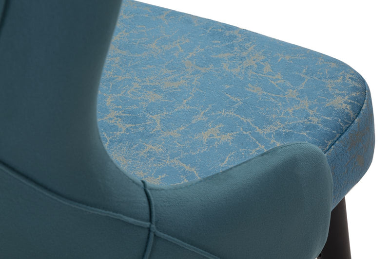 Set 2 scaune tapitate cu stofa si picioare din lemn Kelebek Velvet Teal / Negru / Auriu, l52xA60xH95 cm (7)