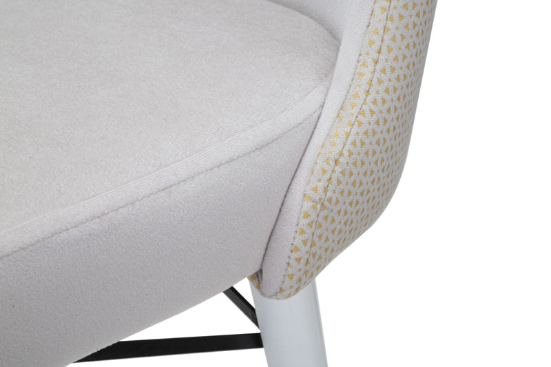 Set 2 scaune tapitate cu stofa si picioare din lemn, Mimoza Velvet Crem / Alb / Auriu, l40xA65xH99 cm (10)
