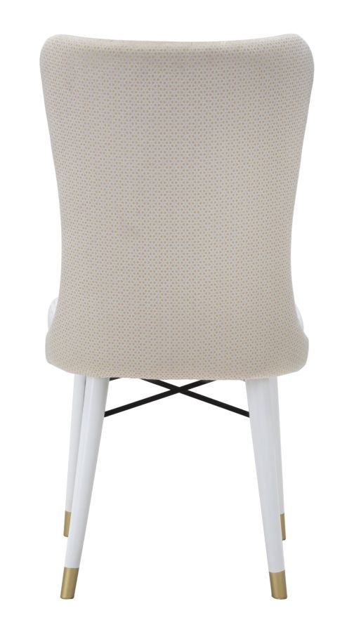 Set 2 scaune tapitate cu stofa si picioare din lemn, Mimoza Velvet Crem / Alb / Auriu, l40xA65xH99 cm (4)