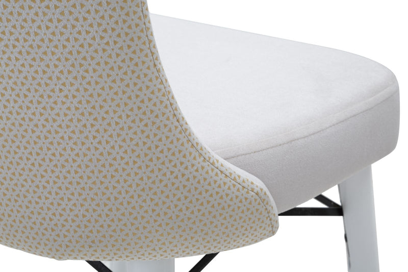 Set 2 scaune tapitate cu stofa si picioare din lemn, Mimoza Velvet Crem / Alb / Auriu, l40xA65xH99 cm (11)
