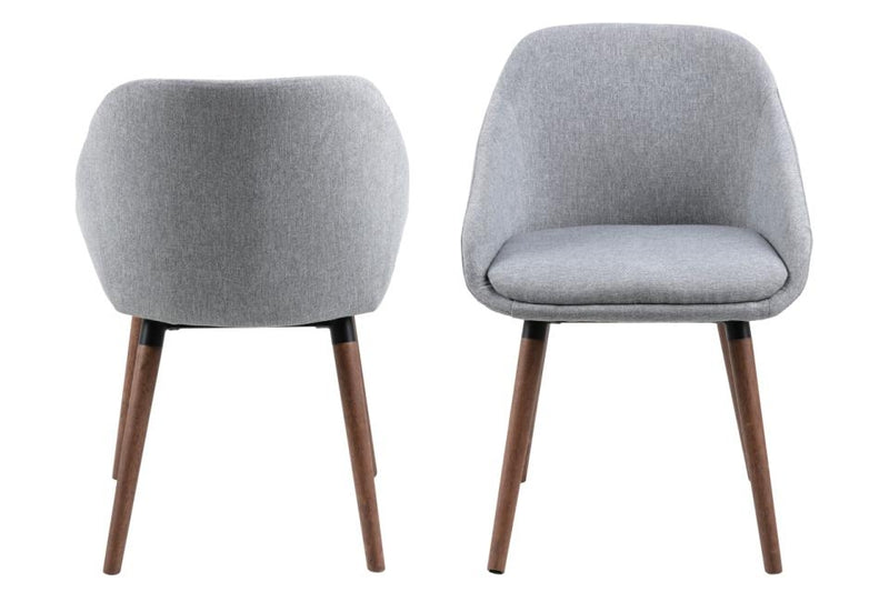 Set 2 scaune tapitate cu stofa si picioare din lemn, Nils Gri deschis / Nuc, l51,5xA55,5xH77,5 cm (4)