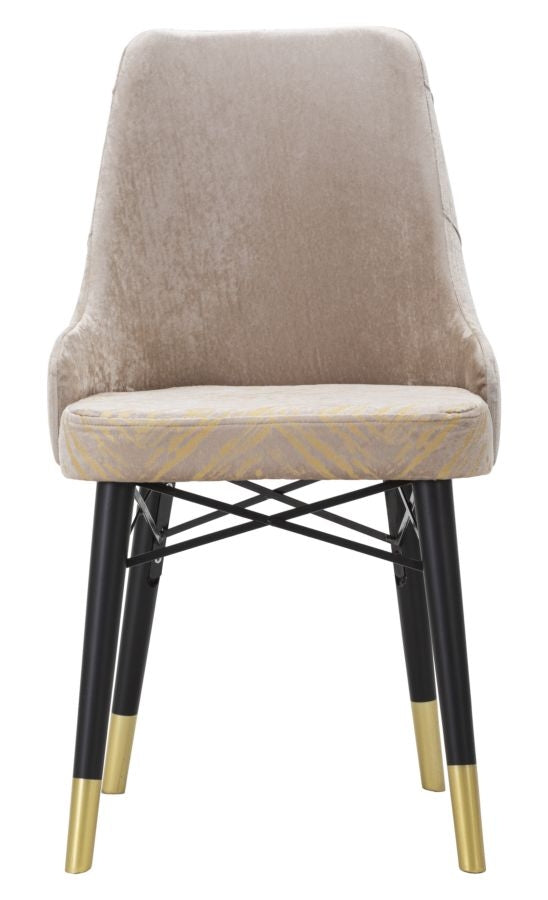 Set 2 scaune tapitate cu stofa si picioare din lemn Venus Velvet Gri / Negru / Auriu, l50xA54xH93 cm (3)
