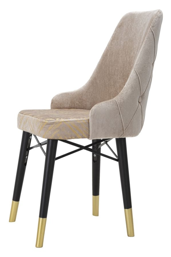 Set 2 scaune tapitate cu stofa si picioare din lemn Venus Velvet Gri / Negru / Auriu, l50xA54xH93 cm (2)