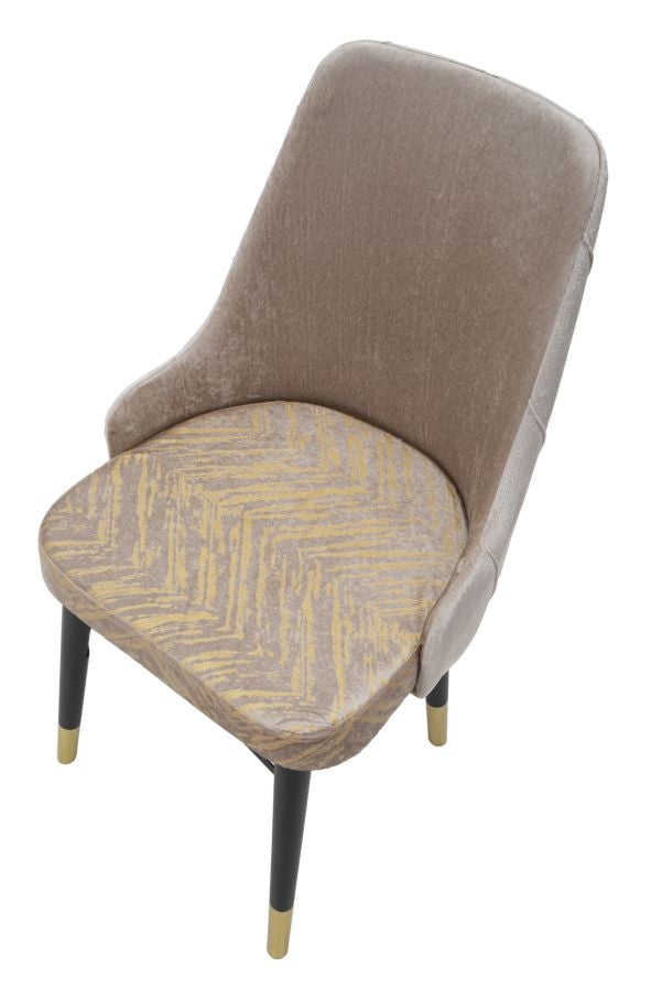 Set 2 scaune tapitate cu stofa si picioare din lemn Venus Velvet Gri / Negru / Auriu, l50xA54xH93 cm (5)