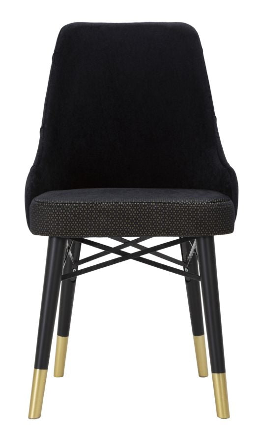 Set 2 scaune tapitate cu stofa si picioare din lemn, Venus Velvet Negru / Auriu, l50xA54xH93 cm (4)