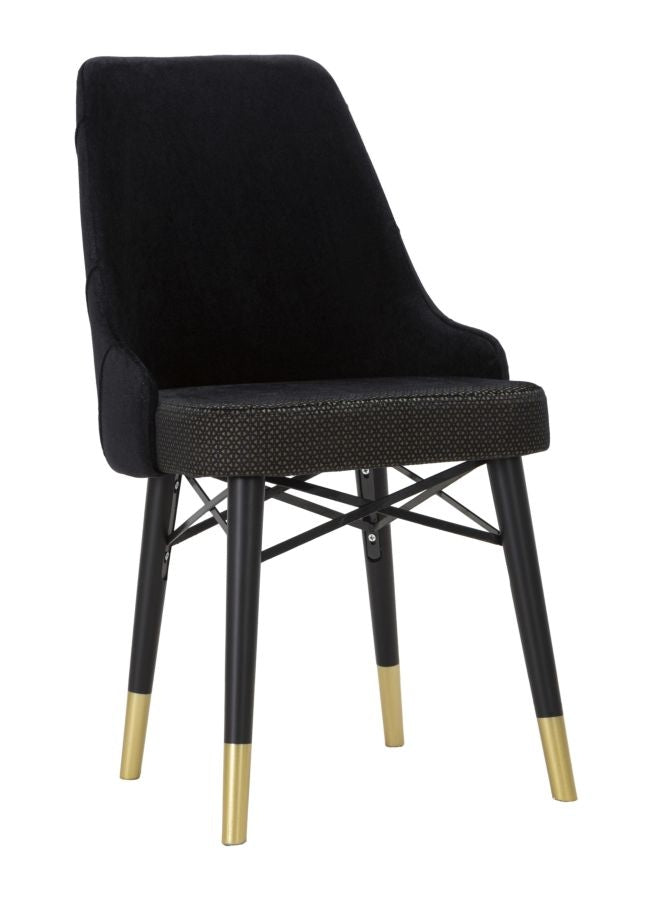 Set 2 scaune tapitate cu stofa si picioare din lemn, Venus Velvet Negru / Auriu, l50xA54xH93 cm (2)
