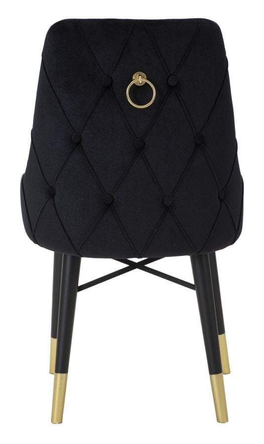 Set 2 scaune tapitate cu stofa si picioare din lemn, Venus Velvet Negru / Auriu, l50xA54xH93 cm (5)