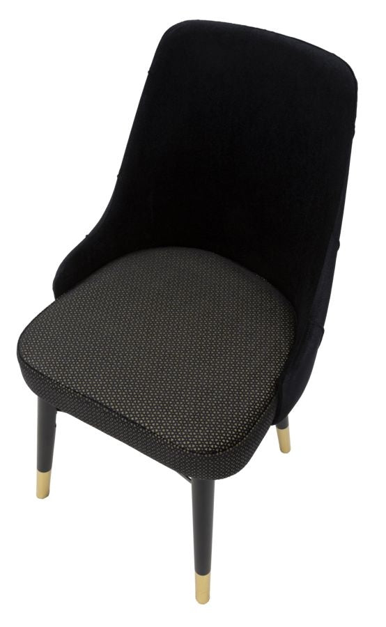 Set 2 scaune tapitate cu stofa si picioare din lemn, Venus Velvet Negru / Auriu, l50xA54xH93 cm (6)