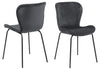 Set 2 scaune tapitate cu stofa si picioare metalice Batilda A-1 Velvet Gri Inchis / Negru, l48xA55xH82,5 cm