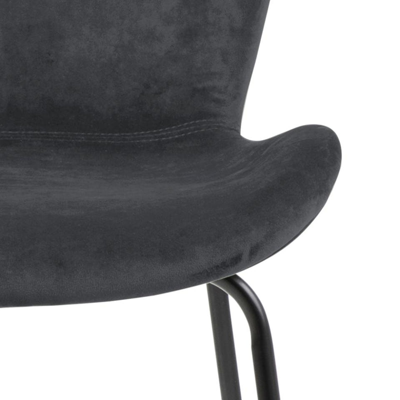 Set 2 scaune tapitate cu stofa si picioare metalice Batilda A-1 Velvet Gri Inchis / Negru, l48xA55xH82,5 cm (4)