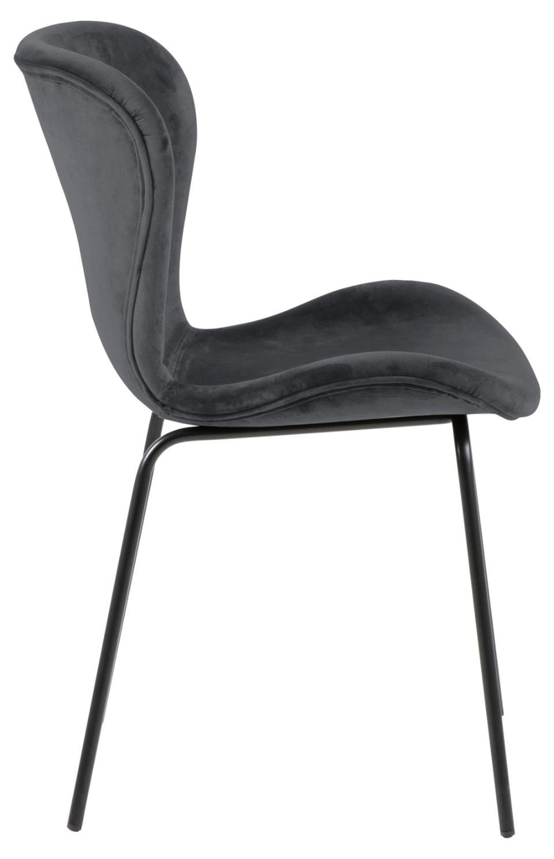 Set 2 scaune tapitate cu stofa si picioare metalice Batilda A-1 Velvet Gri Inchis / Negru, l48xA55xH82,5 cm (2)