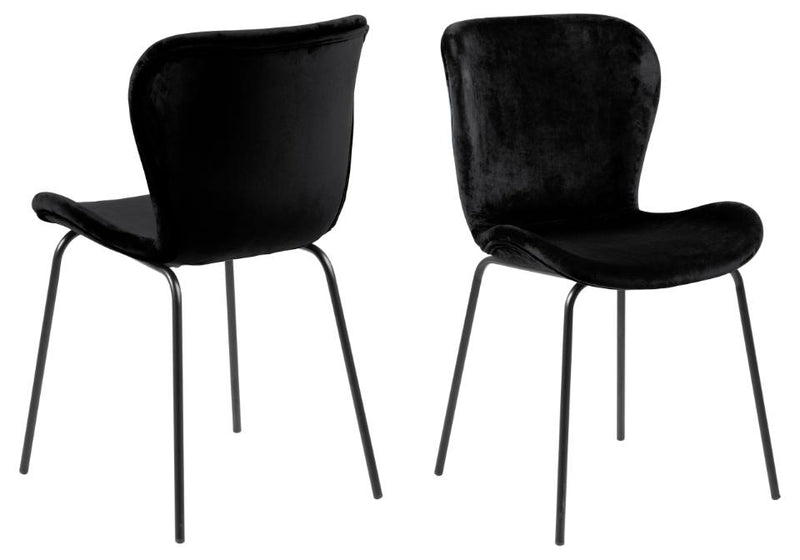 Set 2 scaune tapitate cu stofa si picioare metalice Batilda A-1 Velvet Negru, l48xA55xH82,5 cm
