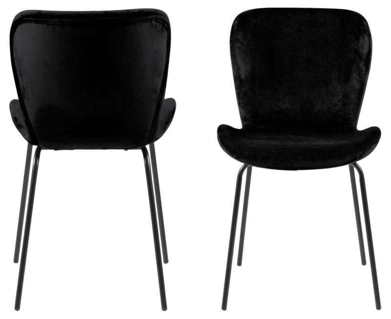 Set 2 scaune tapitate cu stofa si picioare metalice Batilda A-1 Velvet Negru, l48xA55xH82,5 cm (3)
