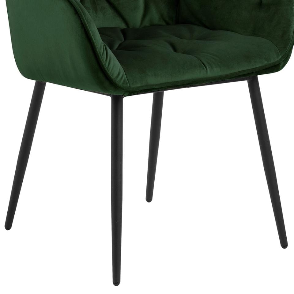 Set 2 scaune tapitate cu stofa si picioare metalice, Brooke Velvet Verde / Negru, l58xA55xH83 cm (8)