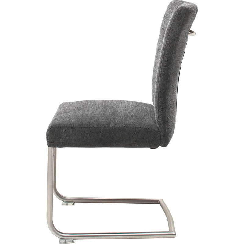 Set 2 scaune tapitate cu stofa si picioare metalice, Calanda Antracit / Crom, l46xA62xH94 cm (5)