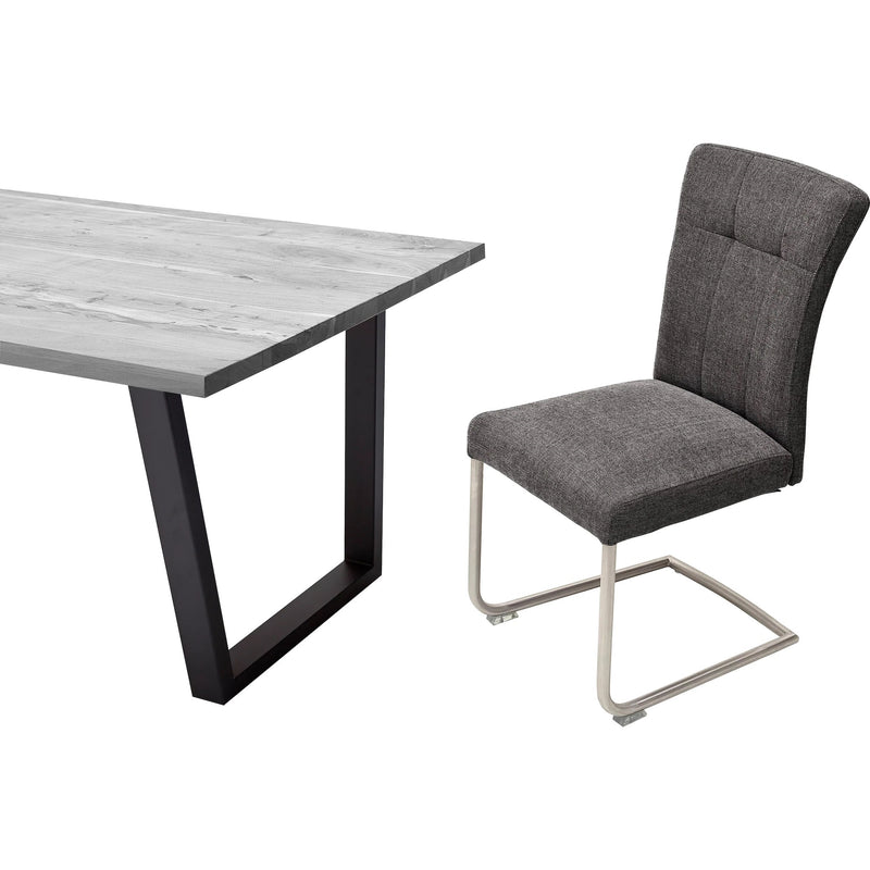 Set 2 scaune tapitate cu stofa si picioare metalice, Calanda Antracit / Crom, l46xA62xH94 cm (2)