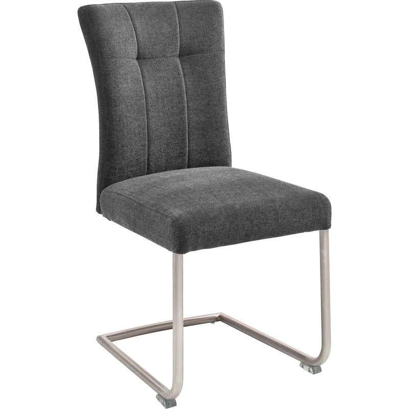 Set 2 scaune tapitate cu stofa si picioare metalice, Calanda Antracit / Crom, l46xA62xH94 cm (3)