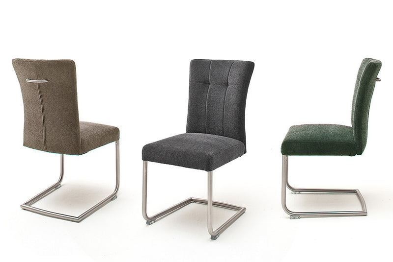 Set 2 scaune tapitate cu stofa si picioare metalice, Calanda Verde Olive / Crom, l46xA62xH94 cm (4)