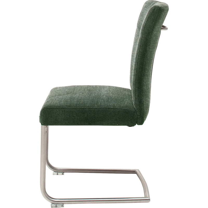 Set 2 scaune tapitate cu stofa si picioare metalice, Calanda Verde Olive / Crom, l46xA62xH94 cm (2)