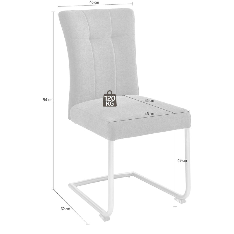 Set 2 scaune tapitate cu stofa si picioare metalice, Calanda Verde Olive / Crom, l46xA62xH94 cm (5)