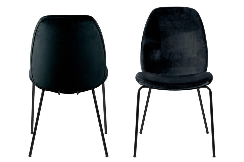 Set 2 scaune tapitate cu stofa si picioare metalice Carmen Velvet Negru, l48,5xA63xH87,5 cm (3)