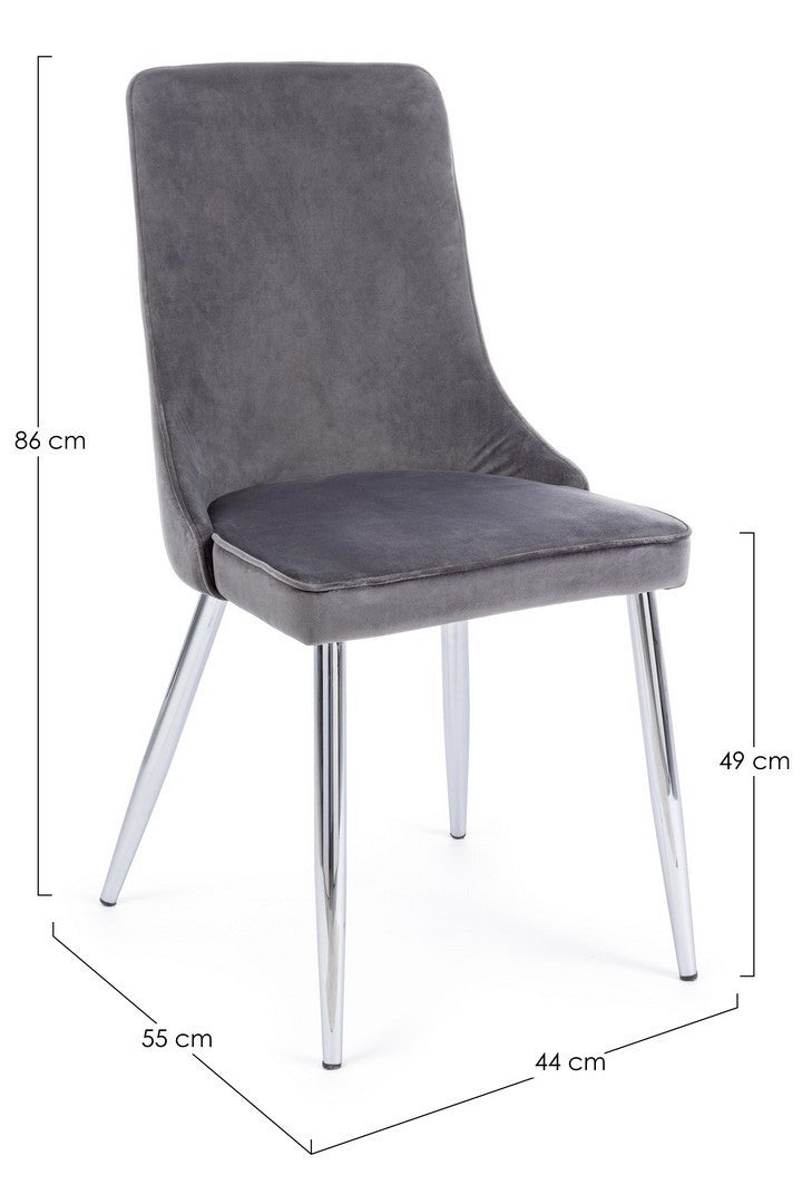 Set 2 scaune tapitate cu stofa si picioare metalice Corinna Velvet Gri / Crom, l44xA55xH86 cm (6)