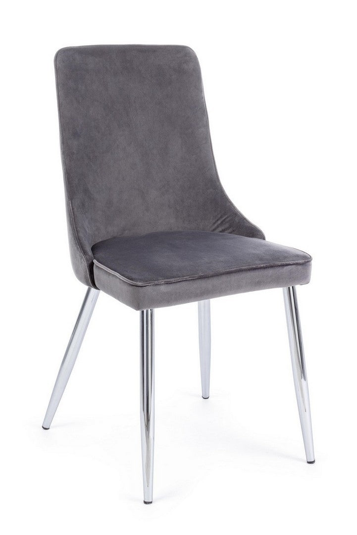 Set 2 scaune tapitate cu stofa si picioare metalice Corinna Velvet Gri / Crom, l44xA55xH86 cm (2)