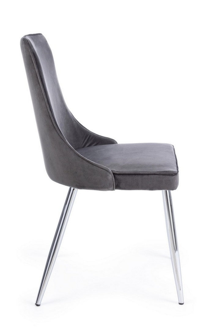 Set 2 scaune tapitate cu stofa si picioare metalice Corinna Velvet Gri / Crom, l44xA55xH86 cm (4)