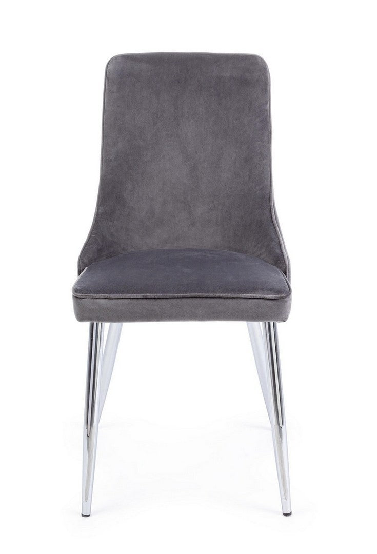 Set 2 scaune tapitate cu stofa si picioare metalice Corinna Velvet Gri / Crom, l44xA55xH86 cm (3)
