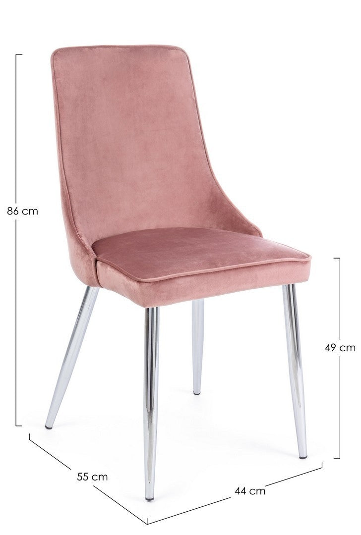 Set 2 scaune tapitate cu stofa si picioare metalice Corinna Velvet Roz / Crom, l44xA55xH86 cm (6)