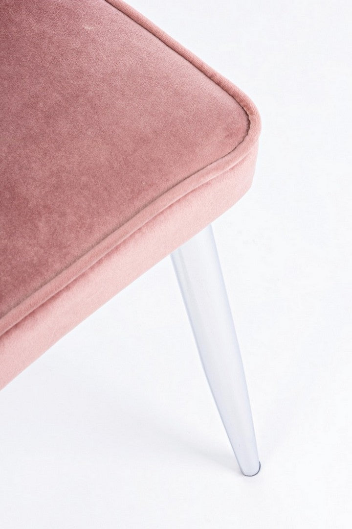 Set 2 scaune tapitate cu stofa si picioare metalice Corinna Velvet Roz / Crom, l44xA55xH86 cm (5)