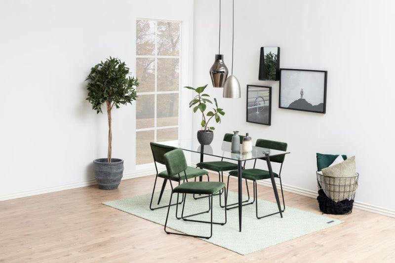 Set 2 scaune tapitate cu stofa si picioare metalice Cornelia Velvet Verde / Negru, l50xA53,5xH80 cm (1)