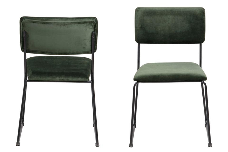 Set 2 scaune tapitate cu stofa si picioare metalice Cornelia Velvet Verde / Negru, l50xA53,5xH80 cm (3)